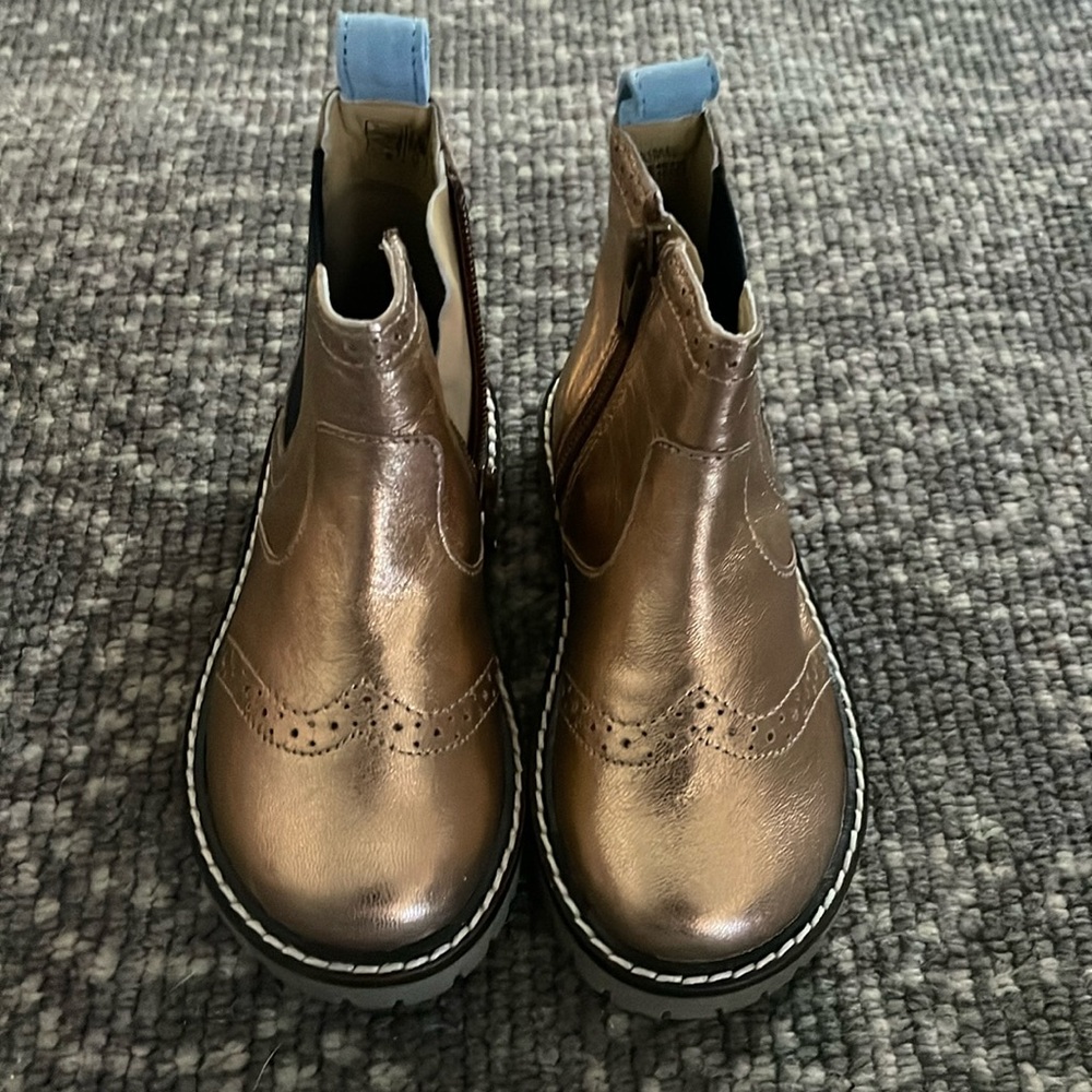 Mini Boden Leather Chelsea Boots Bronze Metallic